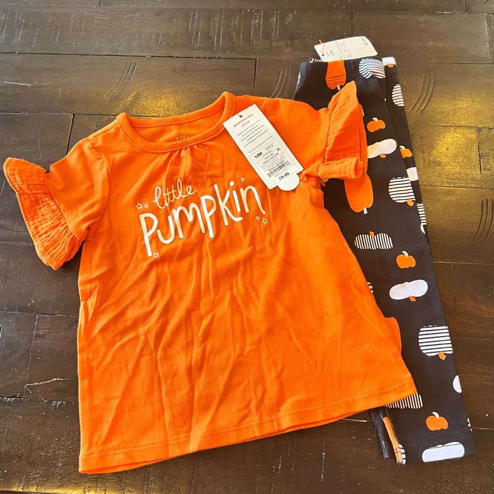 Cat & Jack “Little Pumpkin” Short Sleeve Set